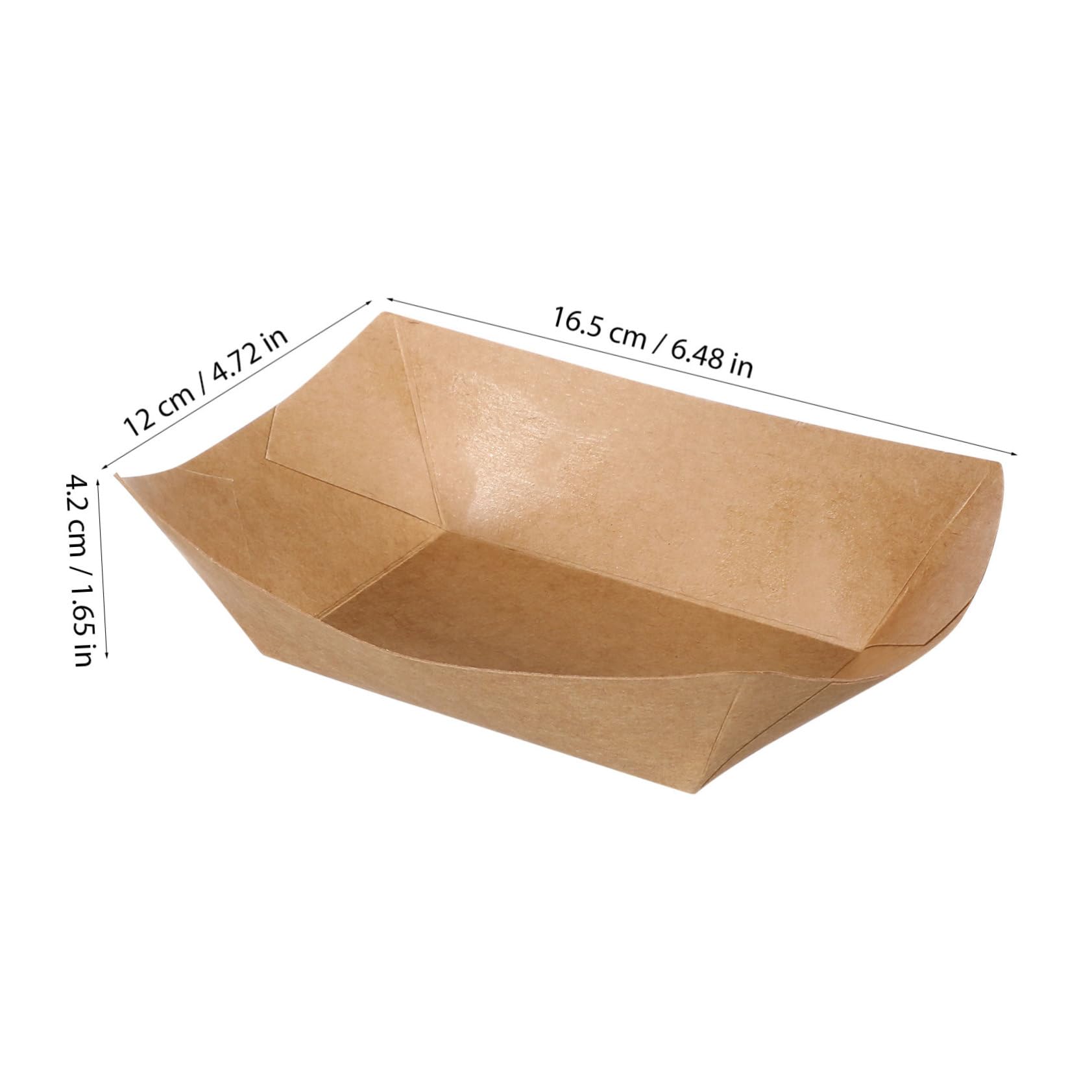 FUNOMOCYA Multi-purpose Kraft Paper Serving Trays 50ct Paper Snack Trays for Parties Carnival Plates Hot Dog Holders Leak-proof