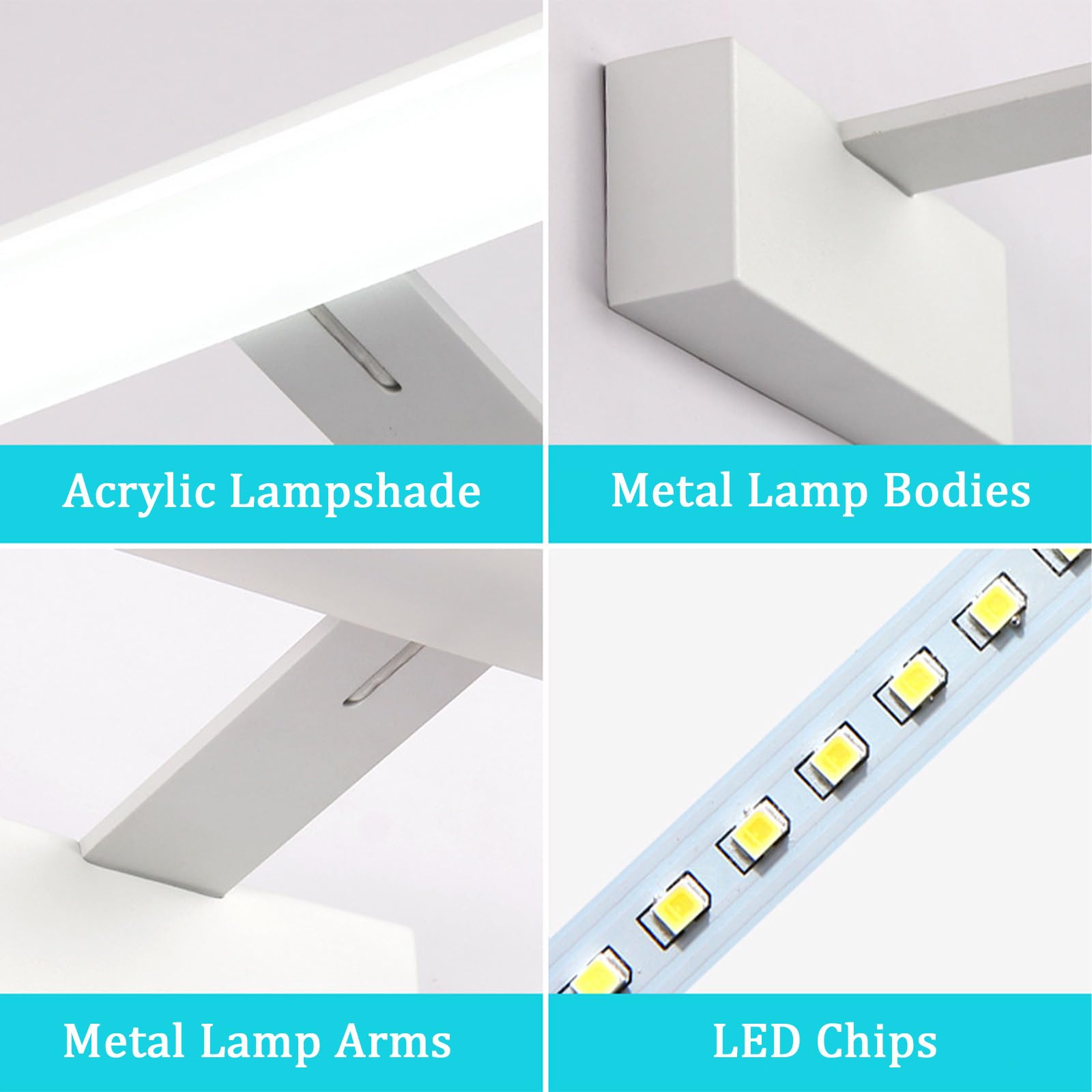 LED Spiegelleuchte Bad Wandleuchten Modern Minimalistisch Bildbeleuchtung Wandbeleuchtung Metall Wasserdicht Wandleuchte für Schminktisch Wohnzimmer Schlafzimmer (Weiß Warmes Licht,62cm)