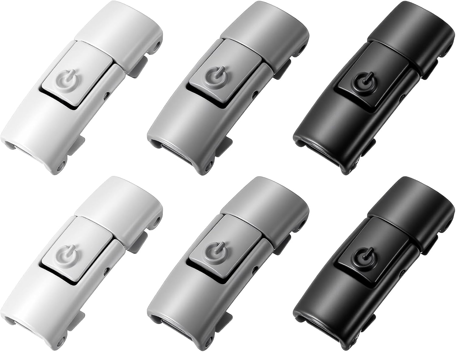 6 PCS Shoelaces Buckle Lock, No Tie Lazy Elastic Magnetic Shoelace Buckle Switch Solution for Kids Adults (Black, White, Gray)
