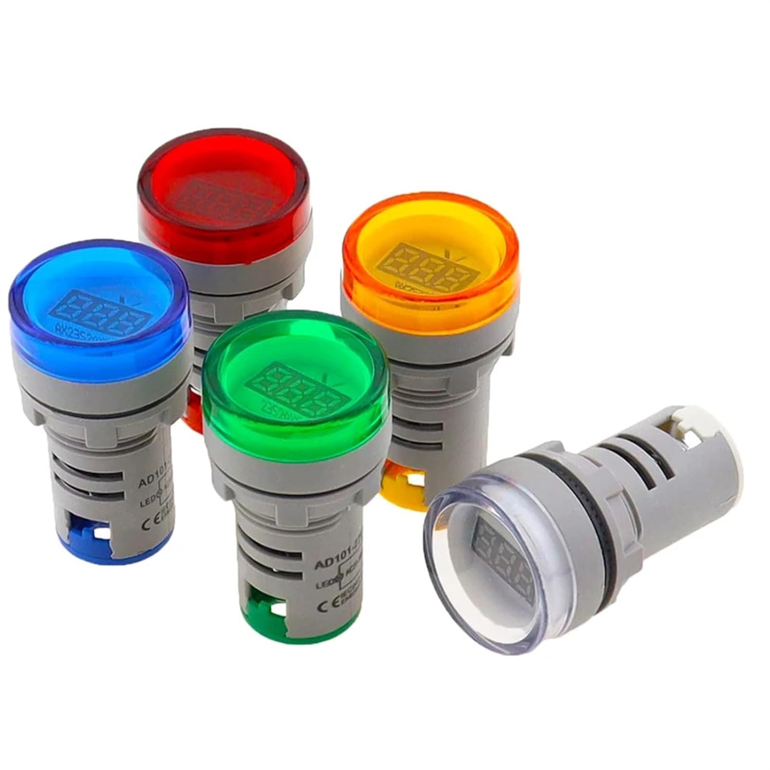 22mm AD16-22DSV Round Digital Voltmeter AC 60-500V Mini Voltage Meter LED Digital Display Voltmeter Indicator Light Pilot Lamp(Blue)