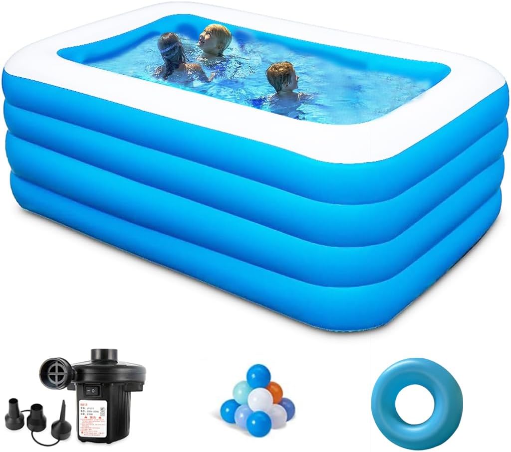 Inflatable Swimming Pool 71” x 51” x 28” Inflatable Family Swimming Pool for Summer Water Party, Adults, Outdoor, Garden, Backyard
