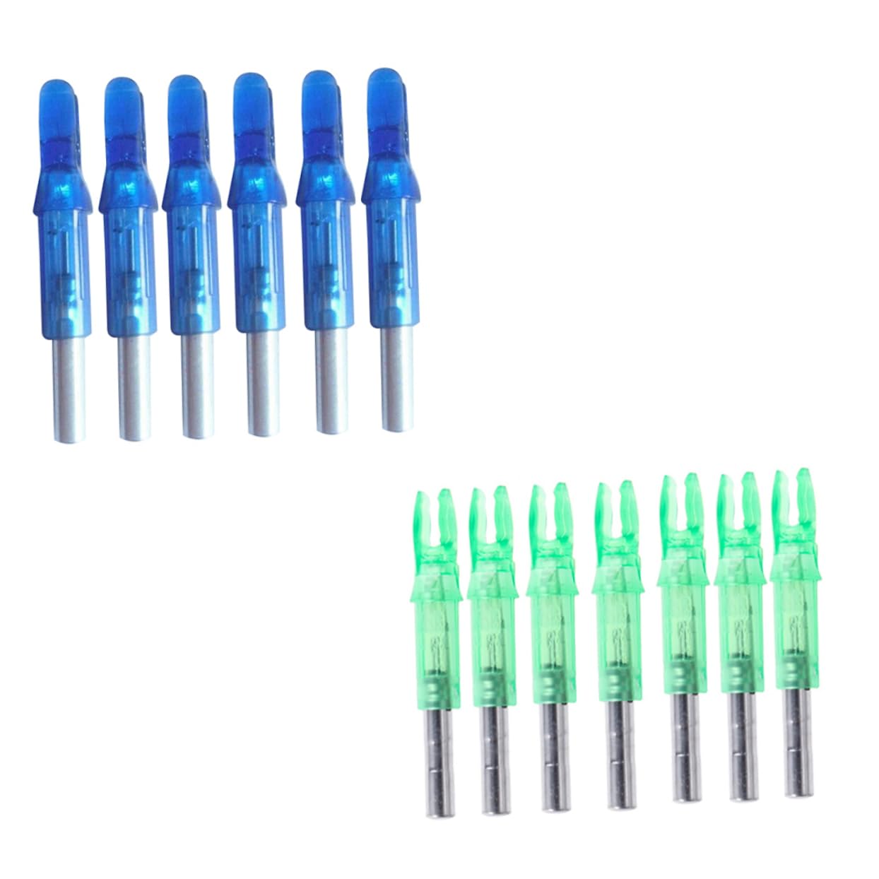 Toddmomy 12Pcs LED Lighted Arrow Nocks for Arrow Shafts Durable Hunting Arrow Tails Green Blue Continuous Use Over Hours for Day Night Tracking
