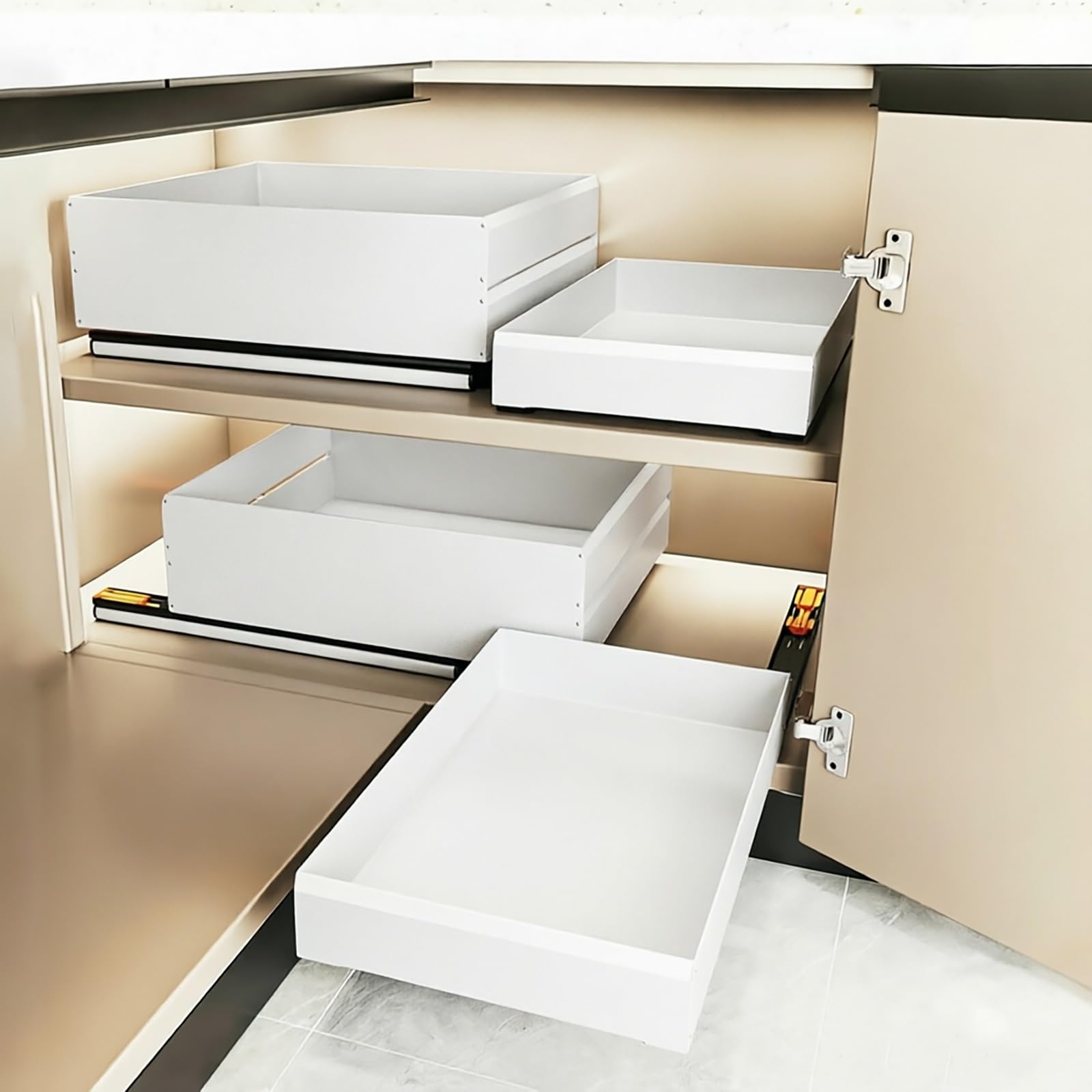 Genérico Organizador Extraíble para Armario de Esquina – Estantes Extraíbles de Aleación de Aluminio y Acero Inoxidable para Armarios de Cocina, Solución para Rincones Profundos