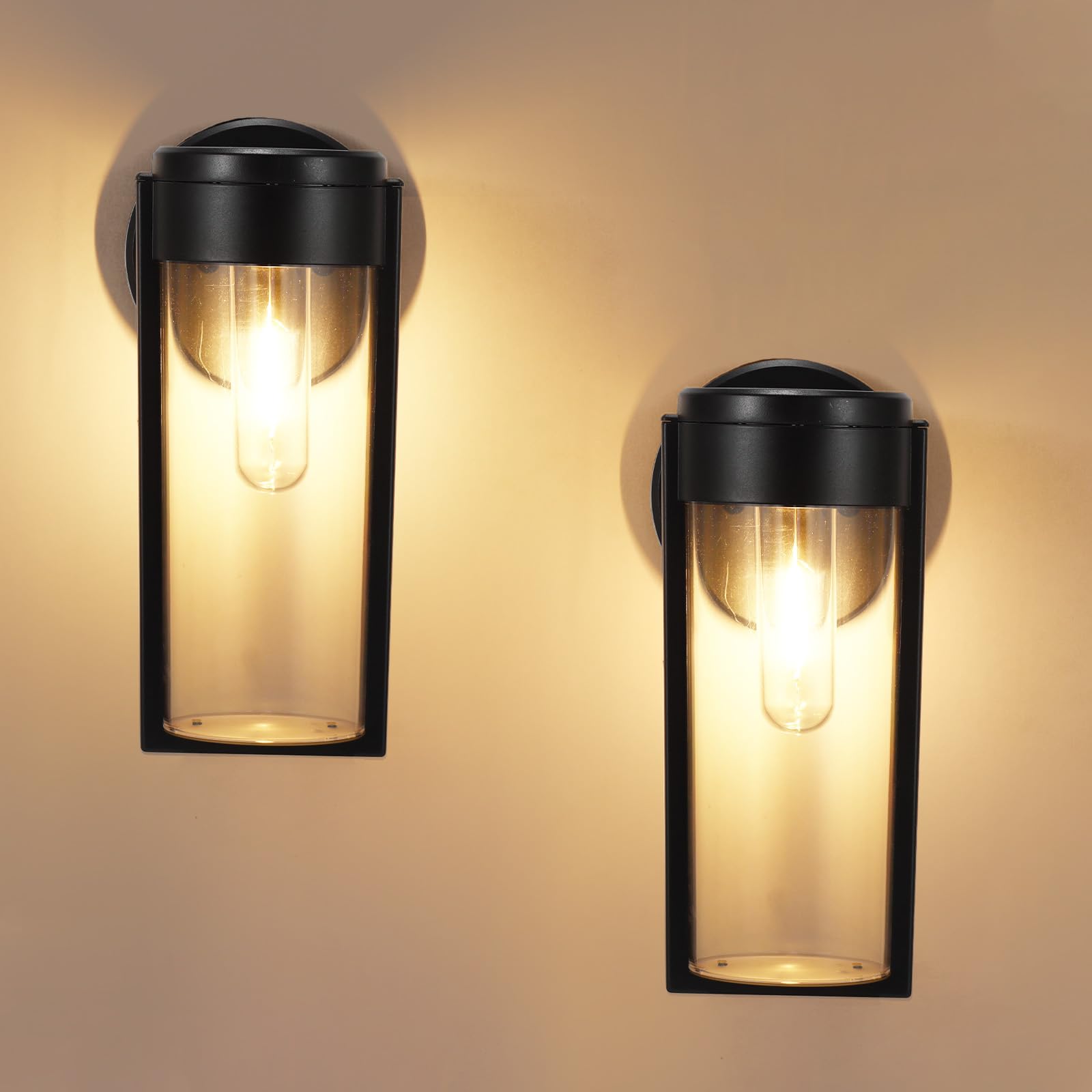 2pcs outdoor solar wall lights, outdoor lantern lights Waterproof with Automatic Charging and Automatic Working Function, outdoor lantern lights for Garden Porch