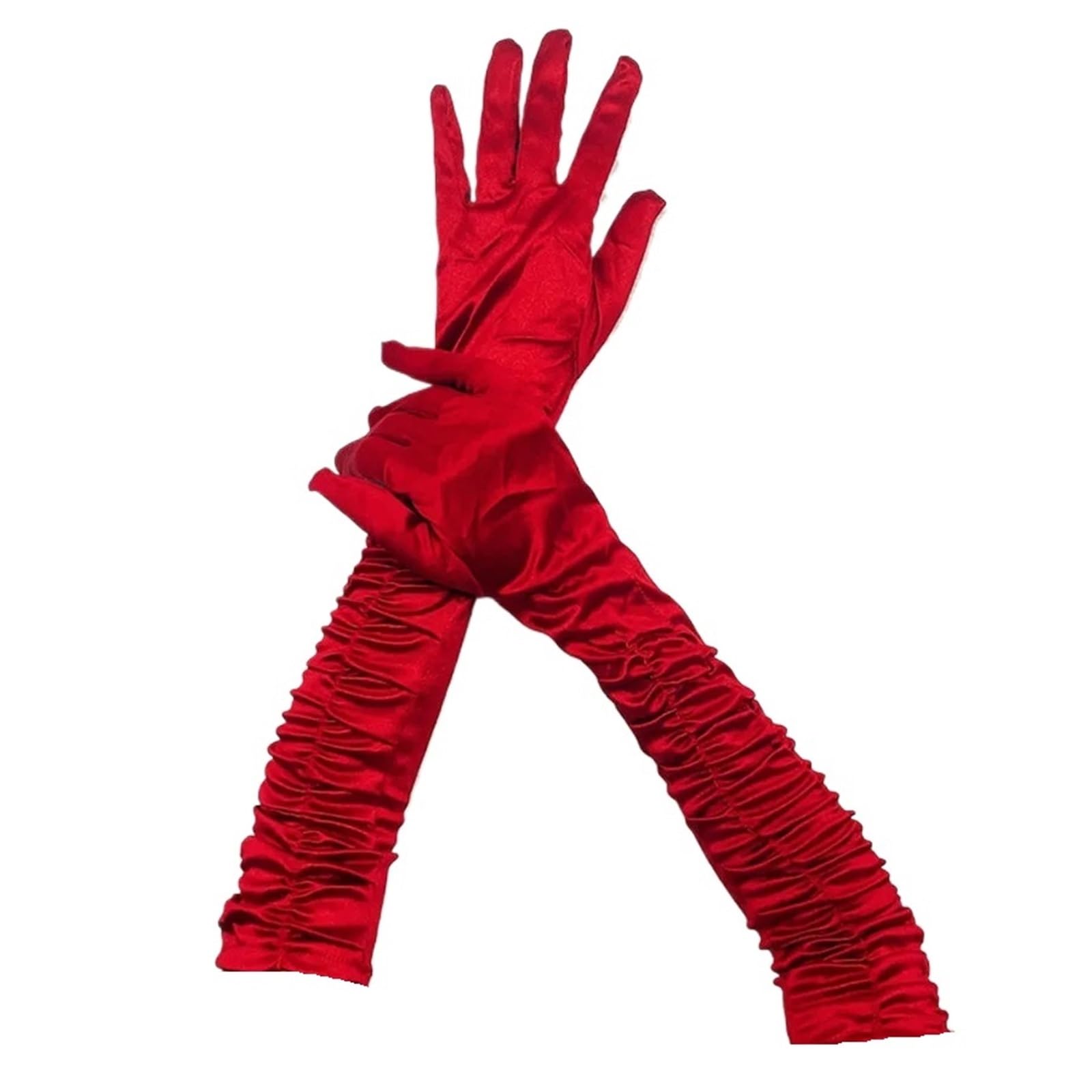 Guanti da cerimonia donna lunghi e solidi in raso, morbidi multicolori, performance di danza, elasticità, stile retrò Per Feste E Balli
