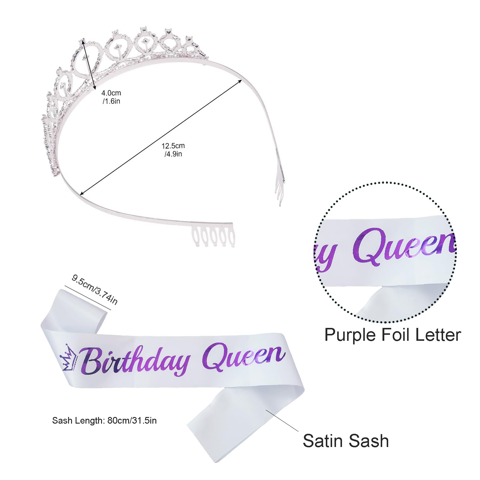 Queen Birthday Sash & Tiara Kit - Purple Theme With Crown, Sash And Balloons For Women's Party