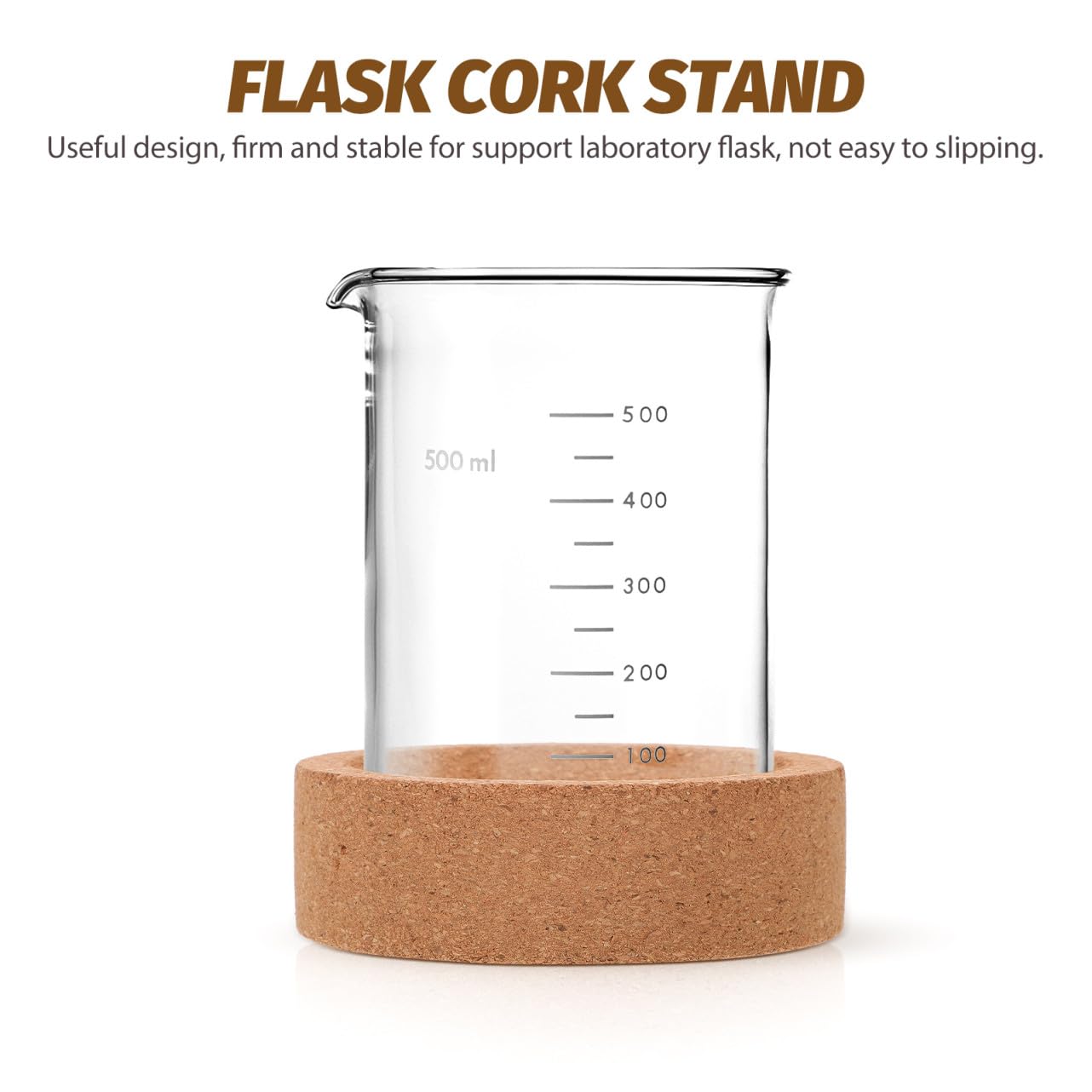MAGICLULU Support En Liège Pour Flacon à Fond Rond 100 Mm Porte-bouchon De Flacon De Laboratoire 150-250 Ml Accessoire Résistant Haute Température Pour Usage En Laboratoire