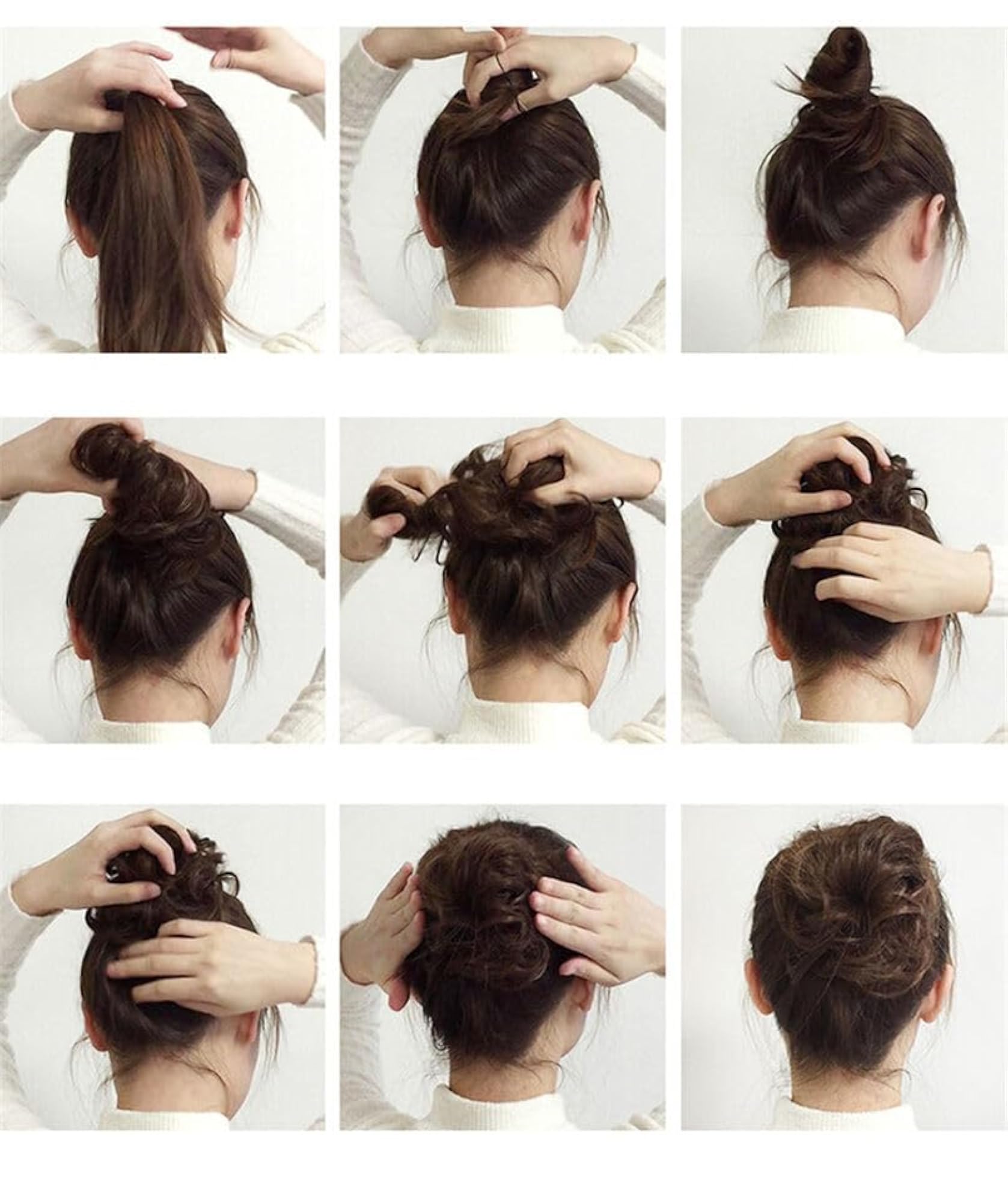 100% Human Hair Bun Extensions (Brown) Messy Hair Bun