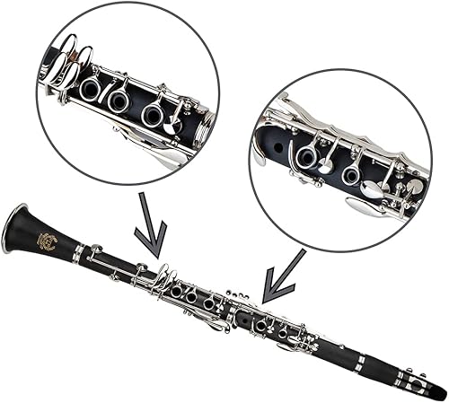 Miniatura 4 de Rhythm Bb Clarinete 17 teclas de níquel, banda de viento de madera y orquesta, instrumentos musicales para principiantes, incluye estuche, soporte,