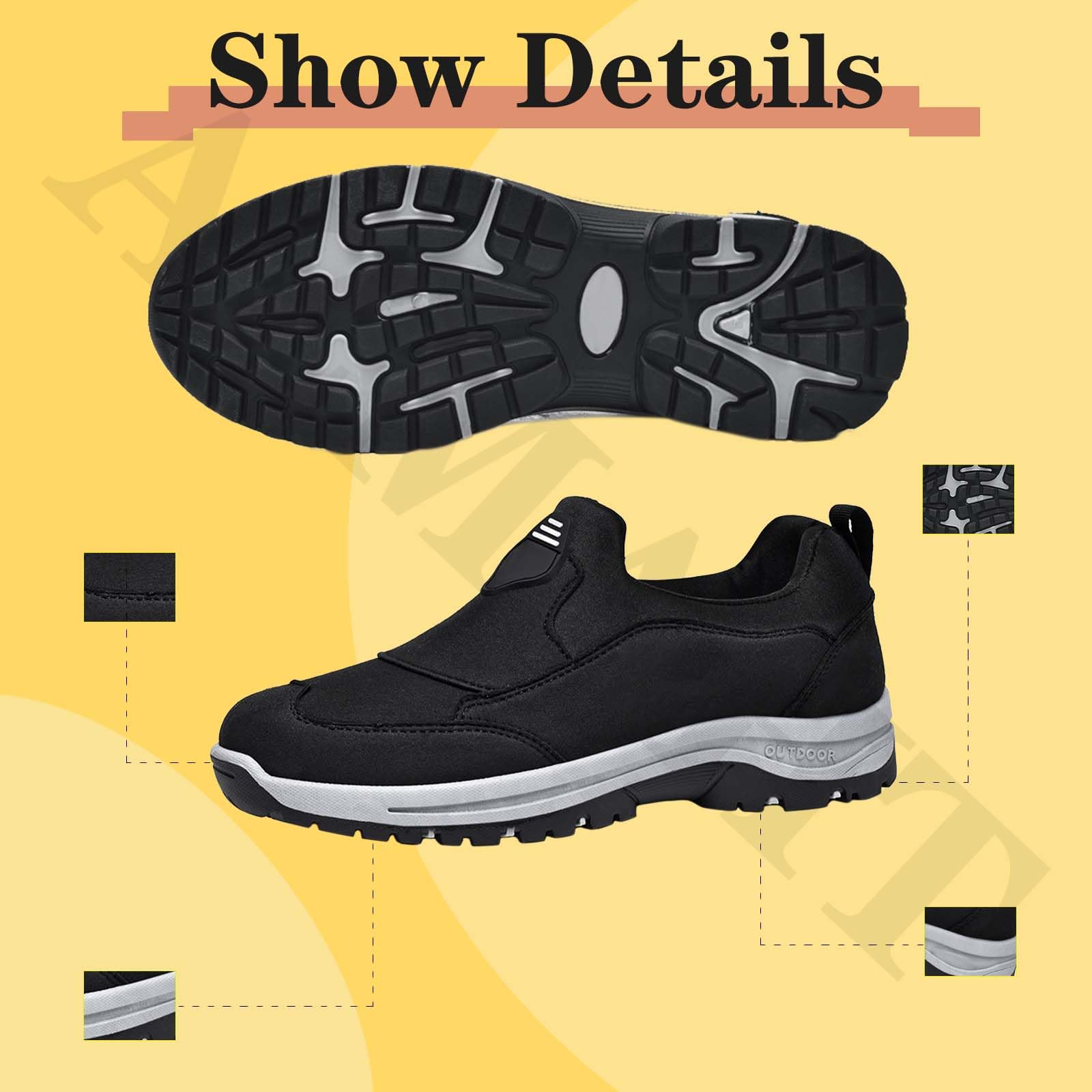 Sneakers Uomo Ortopediche Slip-on Mocassini Senza Lacci Comode per Camminare Waterproof con Rialzo, Verde, 44/270mm