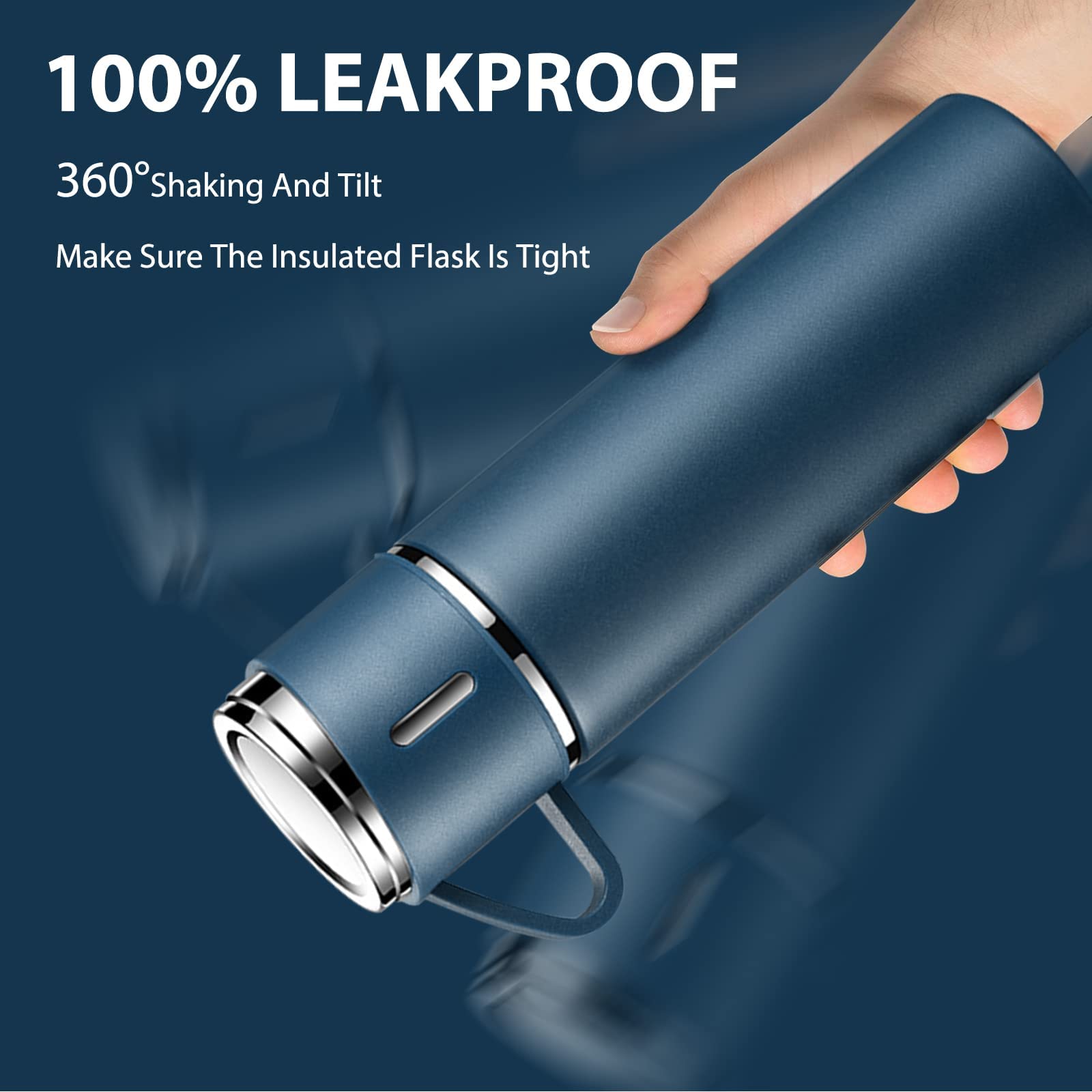 Stainless Steel Water Bottle, Insulated Travel Mug with Leakproof Cup Lid & Handle, 500ml Double Walled Vacuum Flask - Image 4