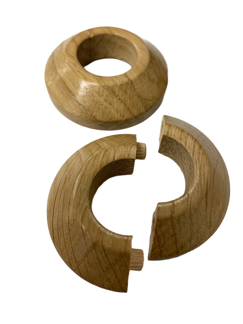 X2  OC  10mm Micro-Bore Oak Un-Finished Pipe Covers/ Rad Rings Pipe Rose Collar - View #8