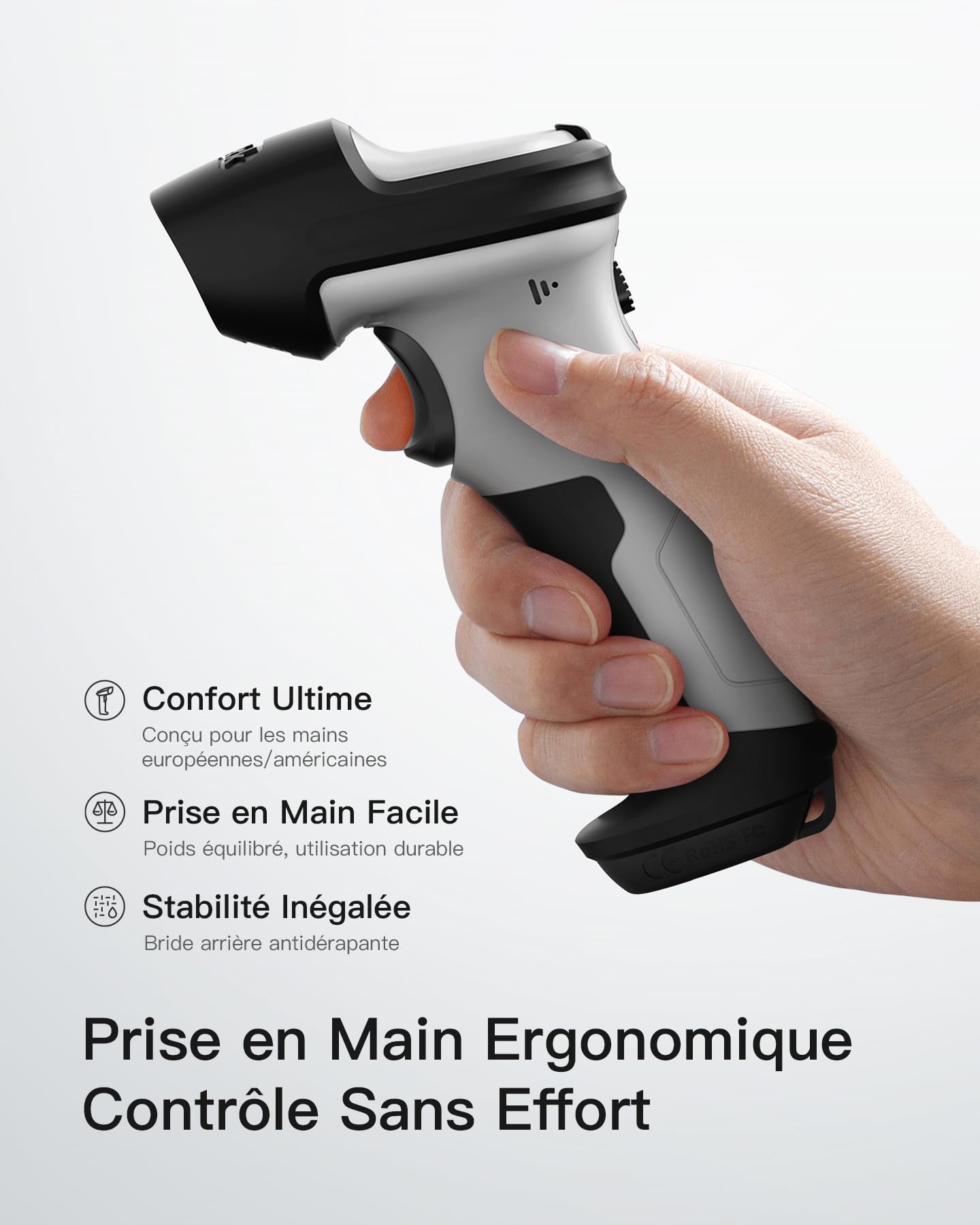 Inateck Lecteur Code Barre sans Fil 1D BCST-70, Bluetooth USB, 2600 mAh, 180 Jours, pour Windows Android iOS