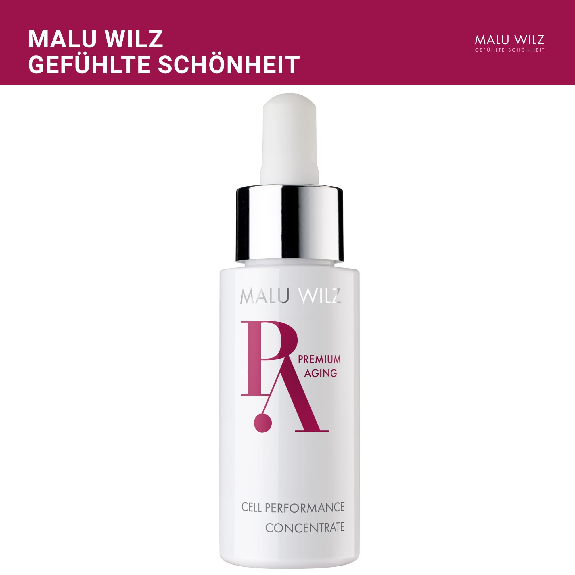 Malu Wilz Premium Aging Cell Performance Concentrate 30ml I Anti Aging Gel Konzentrat I Gründliche Gesichtspflege für die natürliche Hautregeneration