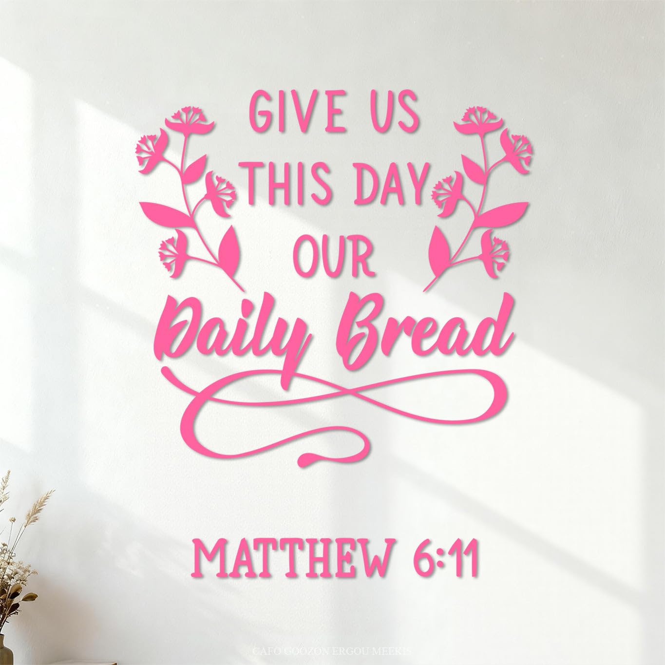 Vinyl Wall Stickers Religious Quote Words Bible Verse Matthew 54.6x67cm Wall beautification Pink — image 1