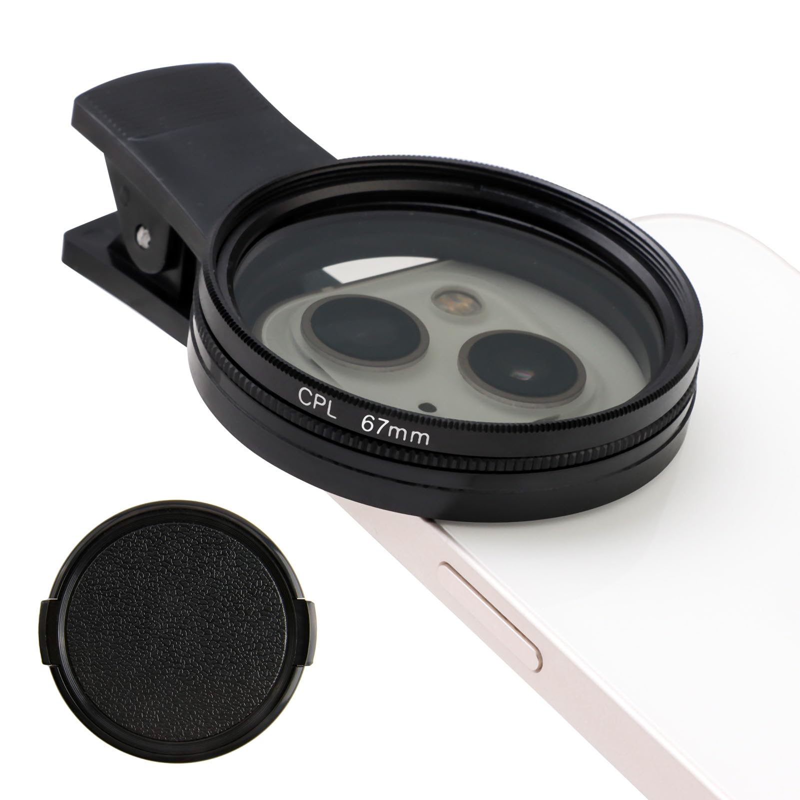 Clip-on Filter 67mm CPL Filters Polarizing for Smartphones,Universal Circular Polarizer Lens for iPhone Samsung Android Eliminate Reflections Enhance Colors Minimize Glare with Easy Attachment