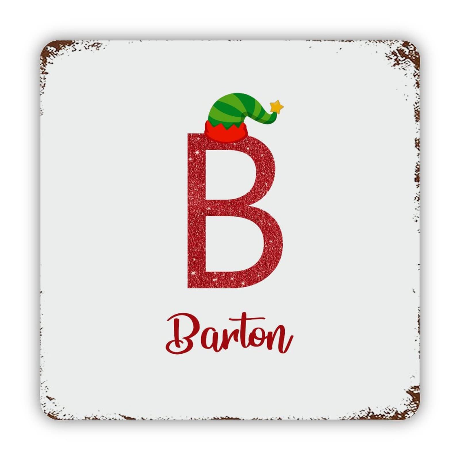 Personalized Name Custom Initial Letter B Aluminum Tin Sign 12x12 Inch Waterproof Vintage Metal Sign for School Office Classroom Gate Garage Garden Home Wall Decoration Housewarming Gifts