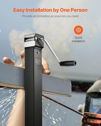 Miniatura 3 de VEVOR Soldadura directa cuadrada de alta resistencia de 8000 libras en gato de RV, elevación de 15-14 pulgadas, pata de caída ajustable, para