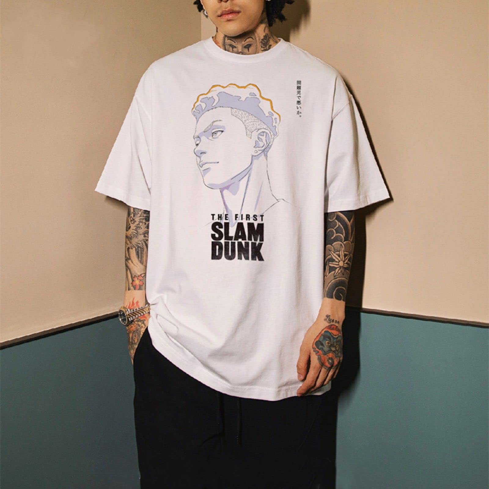 Amazon.co.jp: スラムダンクTシャツ 半袖 綿100% 白生地 メンズ 