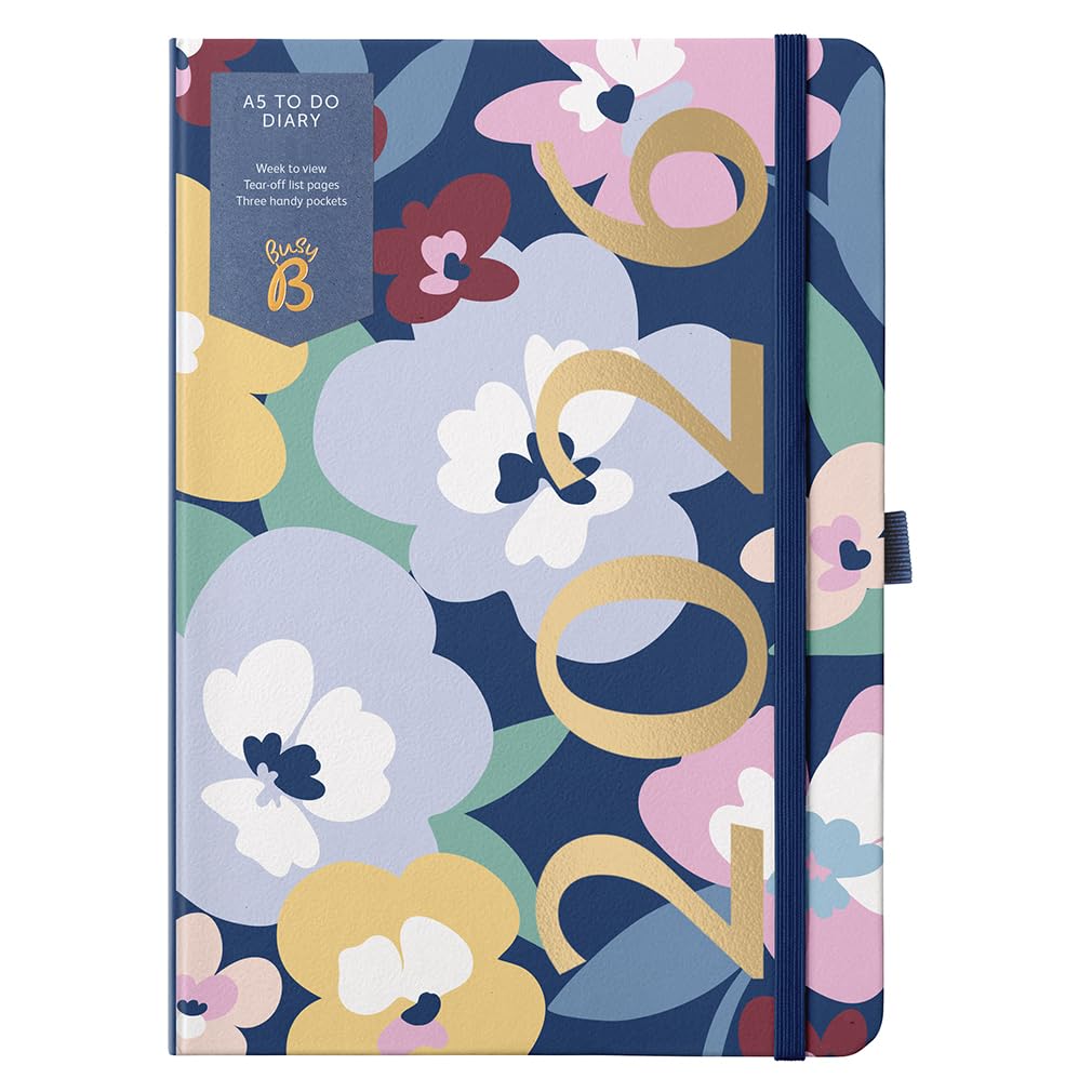 Busy B 2025 Agenda A6 weekplanner met takenlijsten en notitiepagina's   Compact Fuchsia Faux Journal   Week to View lay out, 3 zakken en jaarplanner