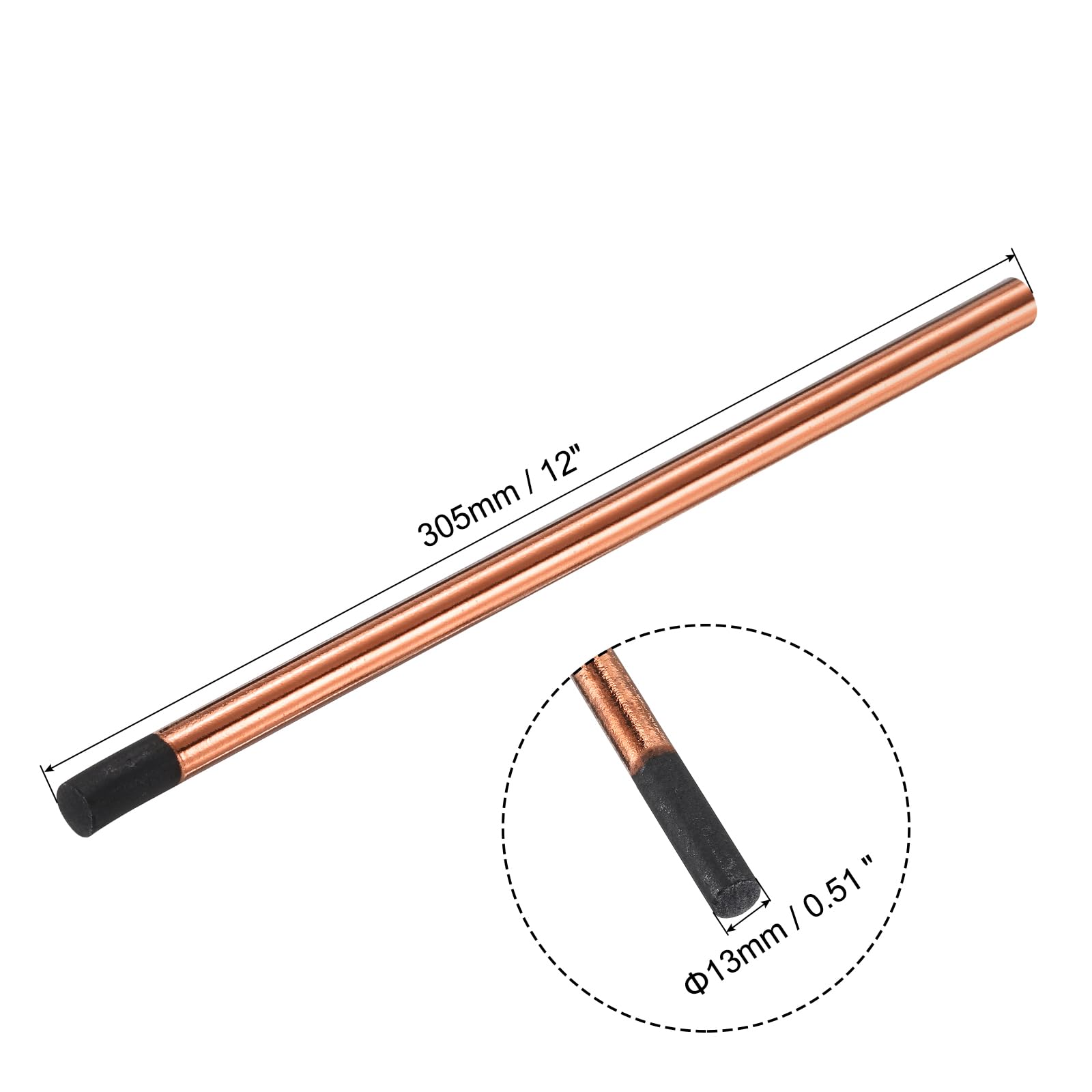PATIKIL 10pcs 13mmx305mm(1/2"x12") Carbon Arc Air Gouging Rods Copper Graphite Coated Gouging Electrode Rods for Welding - Image 2