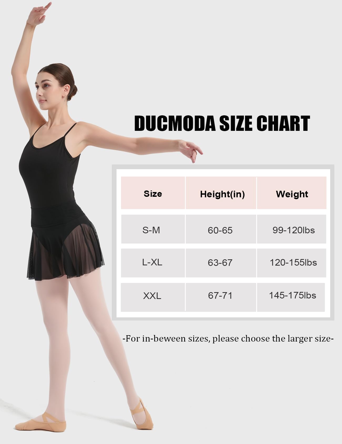DUCMODA Damskie rajstopy do tańca, półkryjące, ultramiękkie, przejściowe pończochy baletowe dla kobiet i dziewcząt
