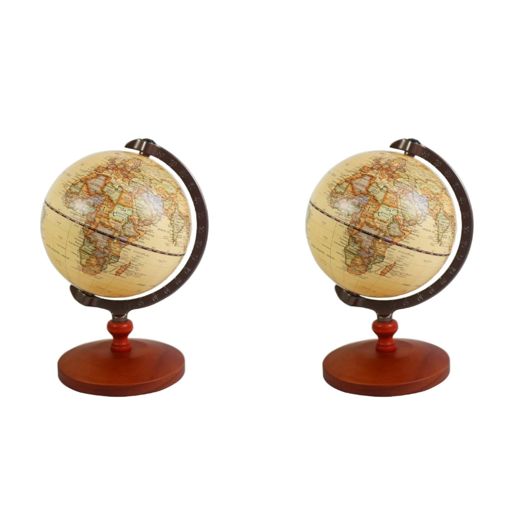 Jnchdghwa 2X Vintage 5 Inch Diameter Brown World Globe Antique Decorative Desktop Rotating Earth Geography Globe Children Gift