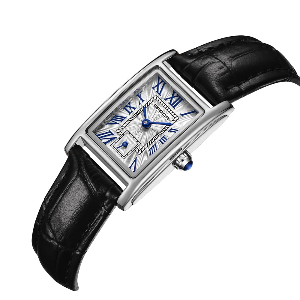 MASTOP Orologio da donna vintage rettangolare con cinturino in pelle, analogico, al quarzo, ultra sottile, orologio da polso da donna