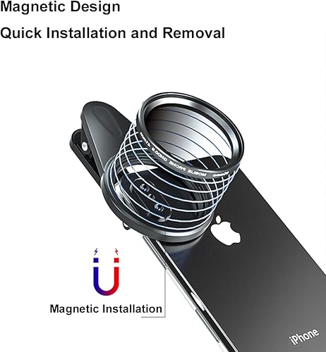 Miniatura 4 de Kase Kit de filtro CPL de lente magnética para teléfono celular de 1.614 in, incluye filtro polarizador circular, filtro ND1.2 graduado suave, clip