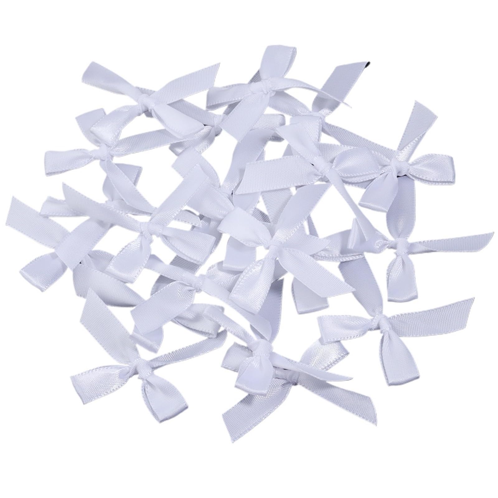 UJEDFHV Mini Bow 50Pcs Satin Ribbon Bows Decoration Small Bowknot Wedding Bowknots For Craft DIY Supplies for DIY Crafts(White)