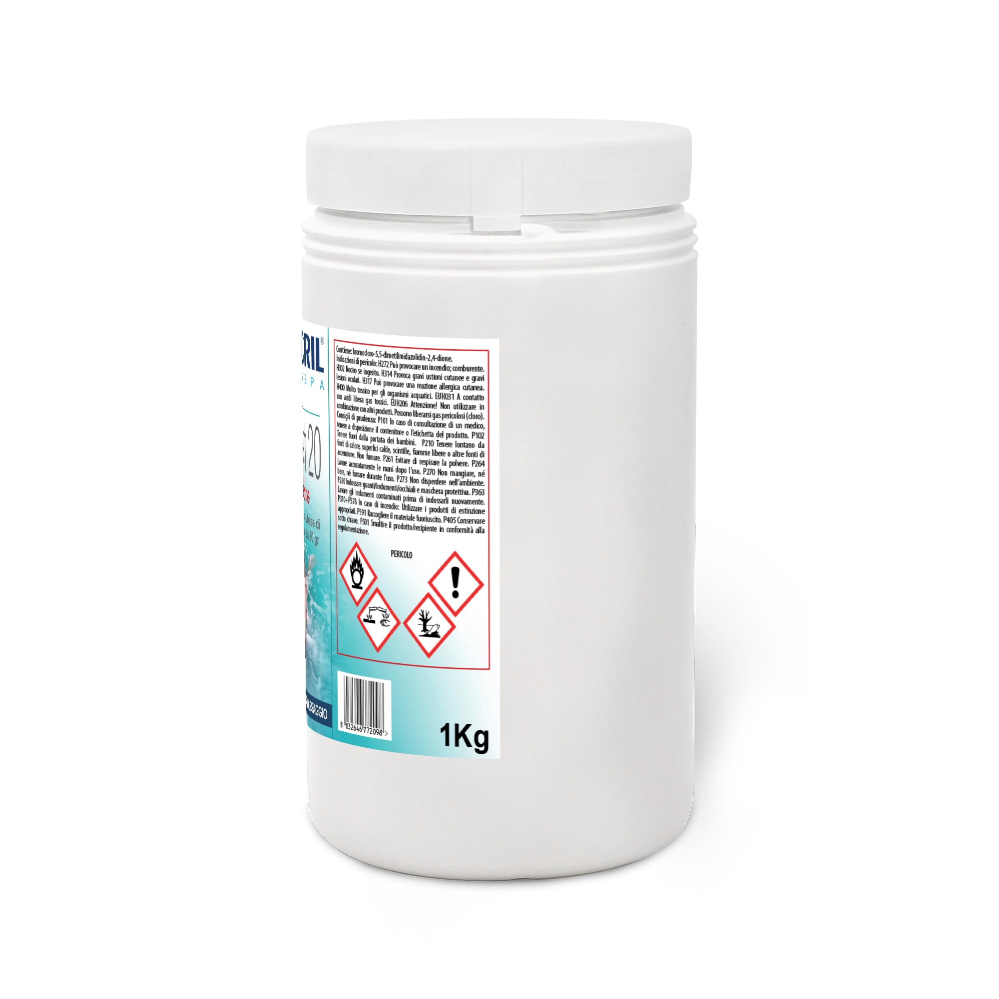 Metacril Brom Net 20 Multiazione, Bromo MULTIAZ. past. 20gr + Gallegg. -1Kg | Bromo Multifunzione in pastiglie da 20gr con Dosatore Galleggiante, Ideale per Piscina e Spa Idromassaggio di tutte le marche