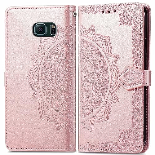 Funda para Samsung Galaxy S6 Edge,Función de Soporte, Billetera con Tapa Tarjetas,PU Cuero Carcasa Flip Case Cover para Samsung Galaxy S6 Edge