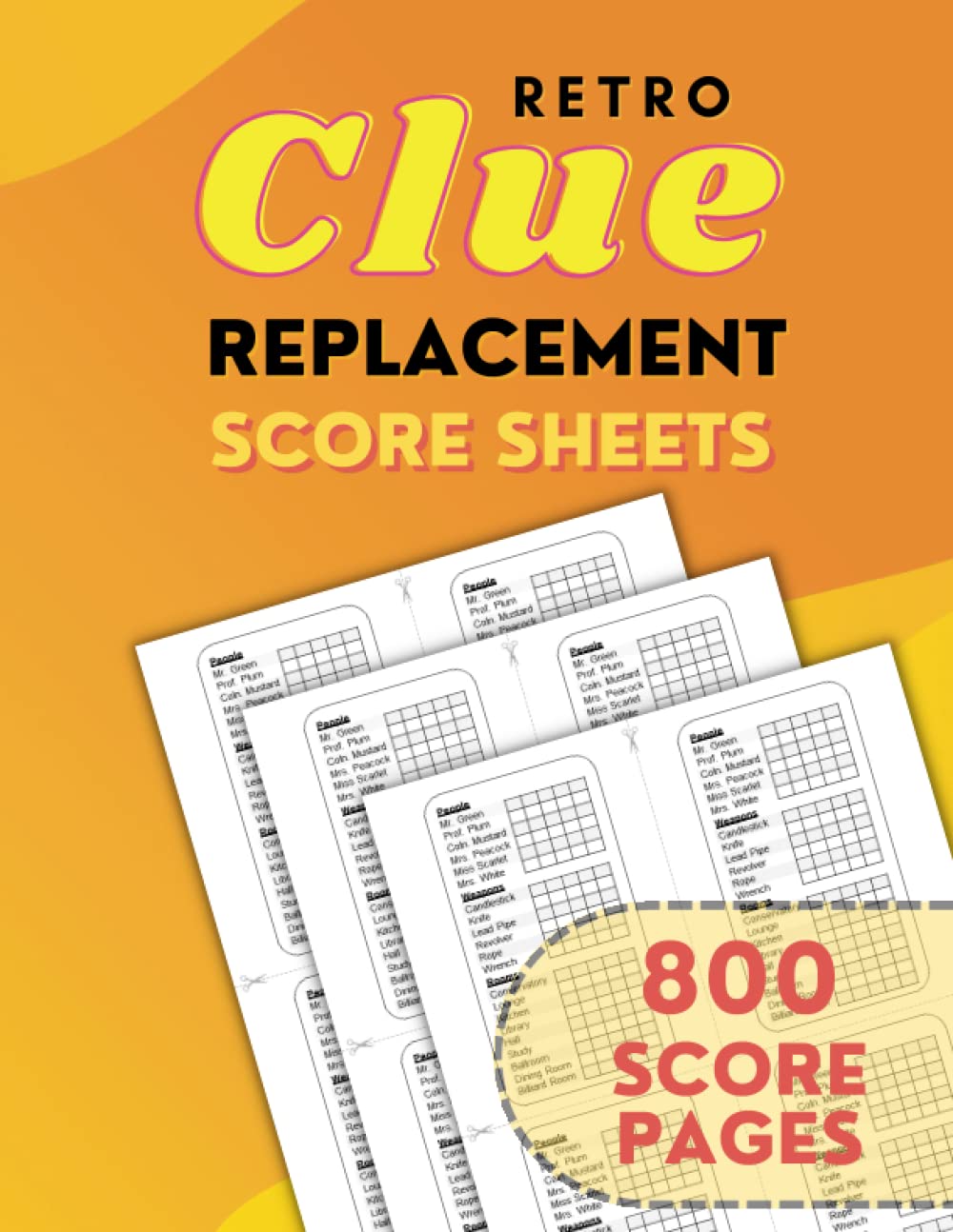 Retro Clue Replacement Score Sheets: 800 Clue Cards Replacement Score Sheets | Clue Paper Pads | Clue Scorekeeping Notepad