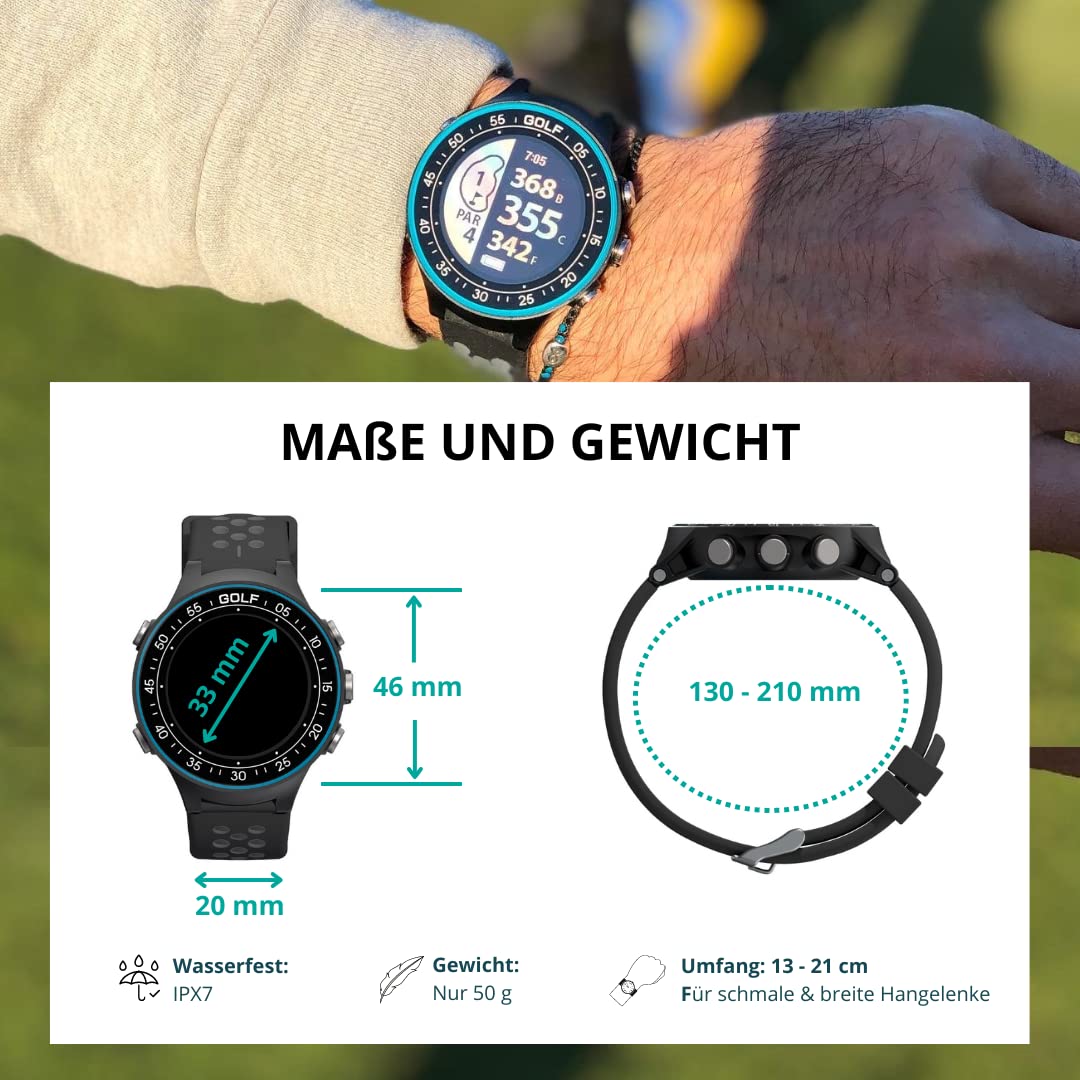 Golfuhr Par.4 - telemetro GPS RocketGolf - Semplice & Semplice - funzione golf, 38.000+ campi da golf, ostacolo di rimozione, contapassi, aggiornamenti gratuiti