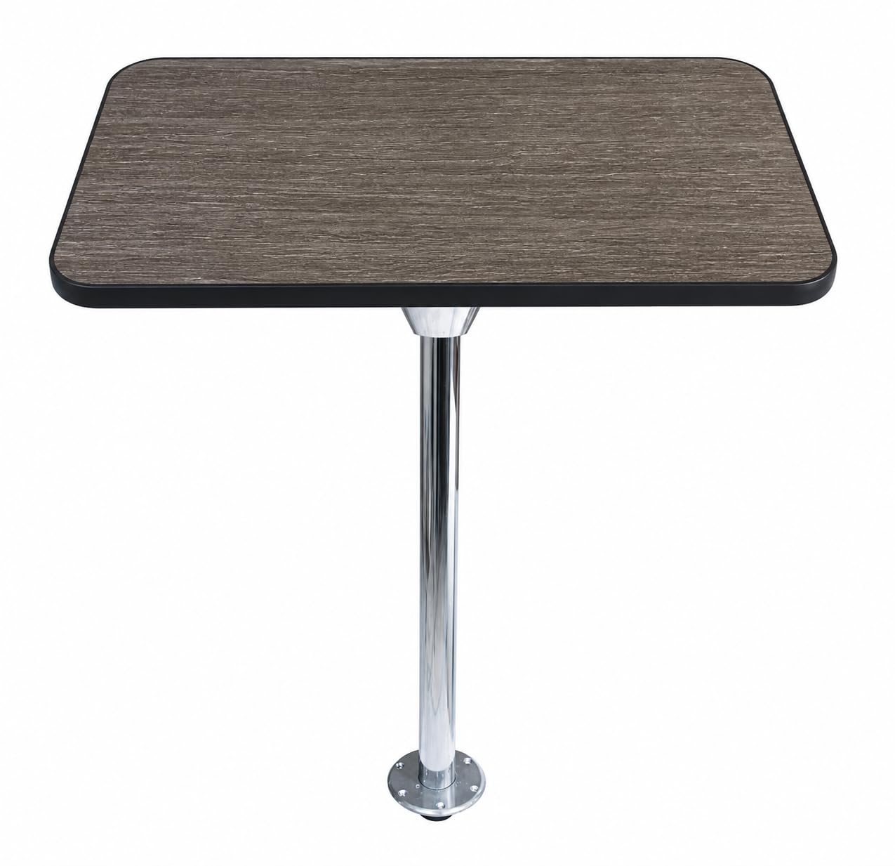 SVAGO Caravan Table Leg Kit Floor Mounted Island System – Campervan Motorhome Pedestal Leg with Top, RV Boat Furniture Set 700mm Chrome (Oak Brown + Black Trim)