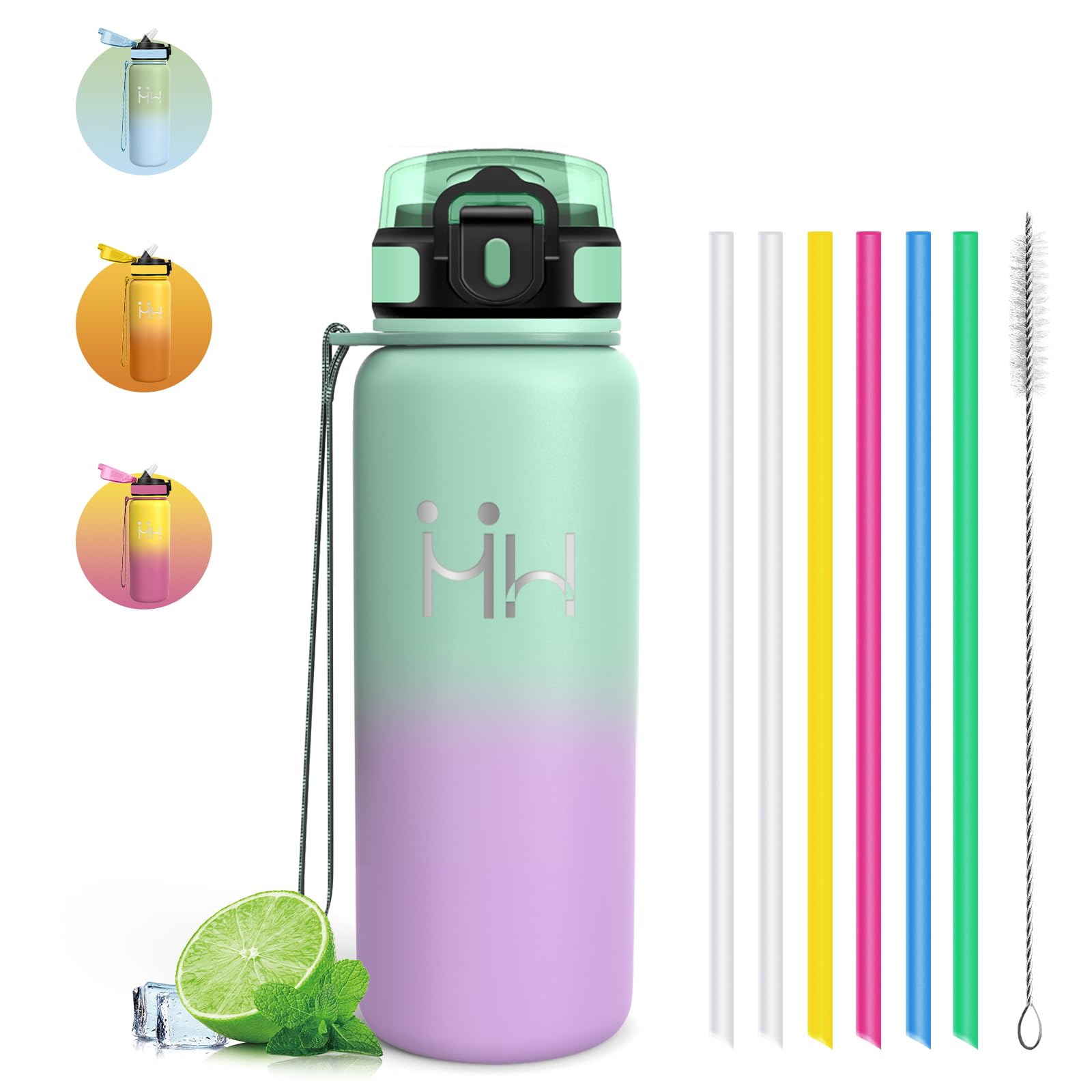 750 ml Thermal Water Bottle – Thermal Water Bottle with Straw – Leakless Bottle – Keeps Hot for 12 Hours/Cold 24 Hours, Water Bottles for Hiking, Sports, Yoga, Gym