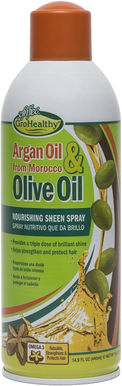Sofn'Free Argan Oil from Morocco & Olive Oil Nourishing Sheen Spray (14.9 Oz) Single