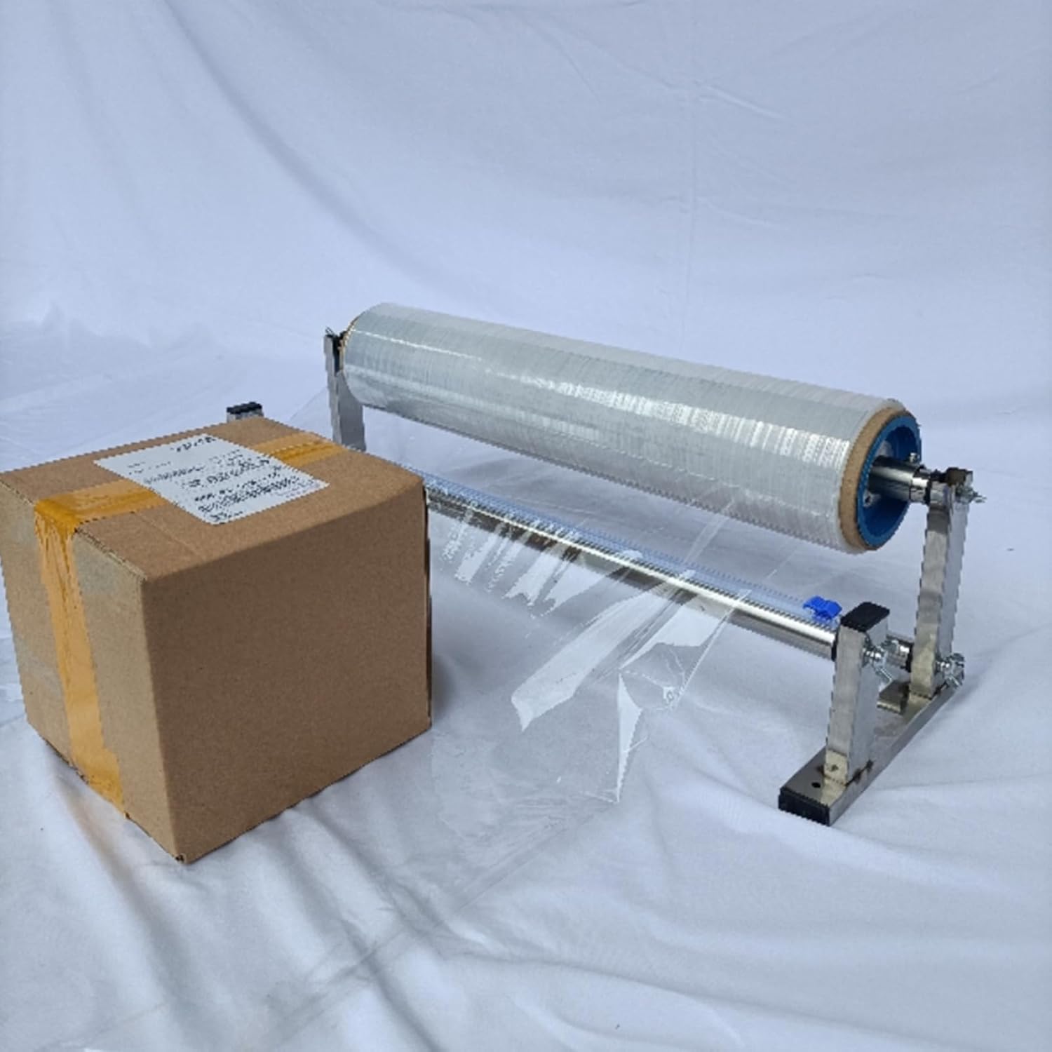 PATIKIL 15inch Stretch Wrap Dispenser, Table Stretch Film Dispenser Desktop Wrapping Packing Machine Pallet Wrapper Stainless Steel with 4pcs Film Slide Cutter for 35cm/13.8in Width Wrap
