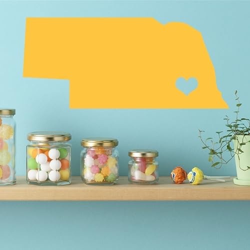 Miniatura 7 de Nebraska State Decal - Cornhusker State Vinyl Wall Art - Silhouette with Lincoln (Capital City) Marked with Heart