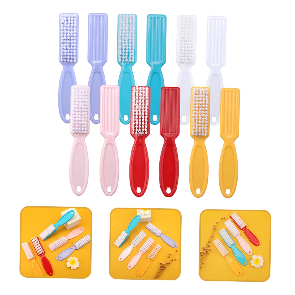Healeved Spazzola la Pulizia Unghie 24 Pezzi in Plastica Pp, Facile da Trasportare e Delicata, per Manicure e Viaggi Colore Casuale