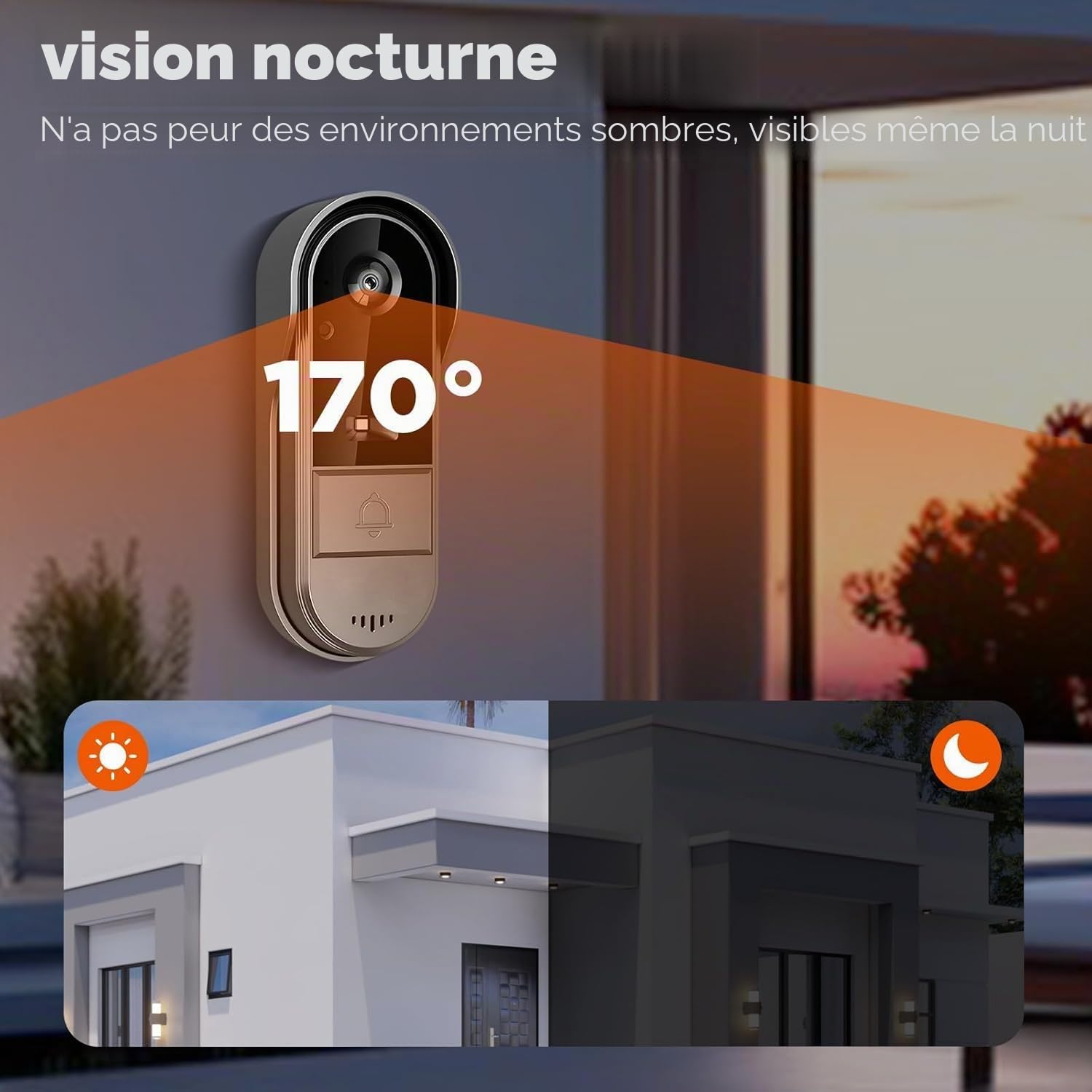 Sonnette sans Fil Exterieur Etanche 1080P Étanche Visiophone Vidéo Extérieur avec Écran 4.3" et Vision 170° Sonnette sans Fil avec Vision Nocturne Interphone Vidéo pour Maison Interphone sans WiFi/APP