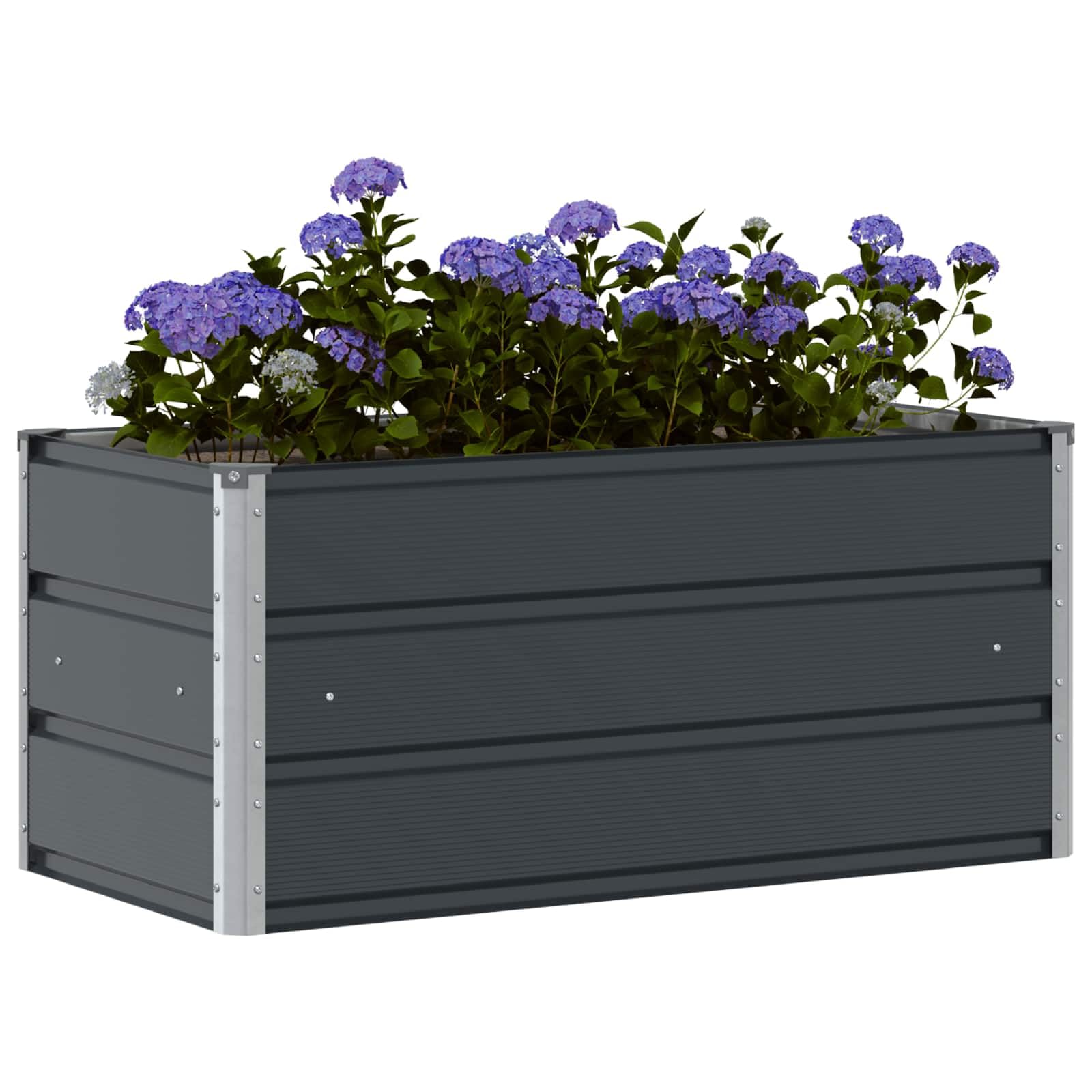 Donica Antracyt 100 x 50 x 45 cm Stal Galwanizowana Nowoczesna Donica Ogrodowa Wytrzymała na Warunki Zewnętrzne Industrialny Design Łatwy Montaż