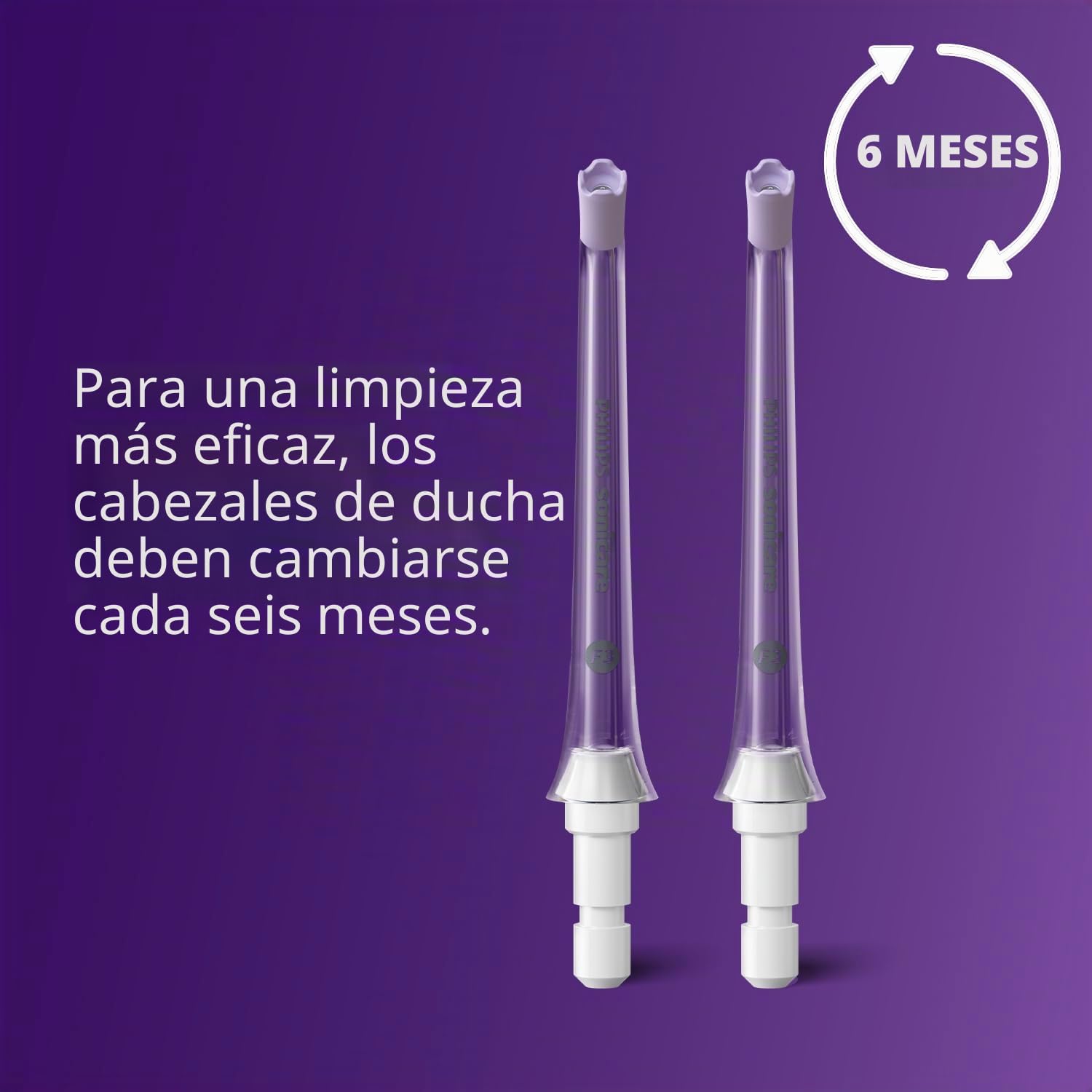 Philips Pack de dos unidades de boquillas F3 con tecnología Quad Stream para irrigador oral inalámbrico de agua y aire Philips Sonicare Power Flosser (modelo HX3062/00)