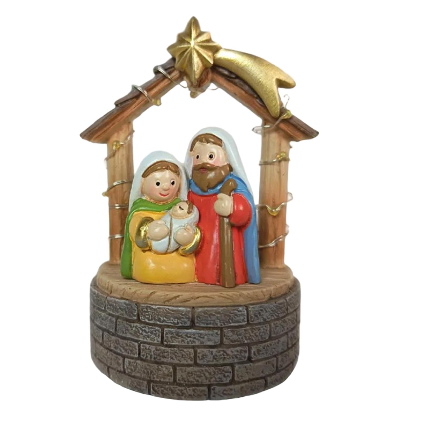Statue Sainte Famille crèche de Noël en résine aux finitions soignées pour intérieur