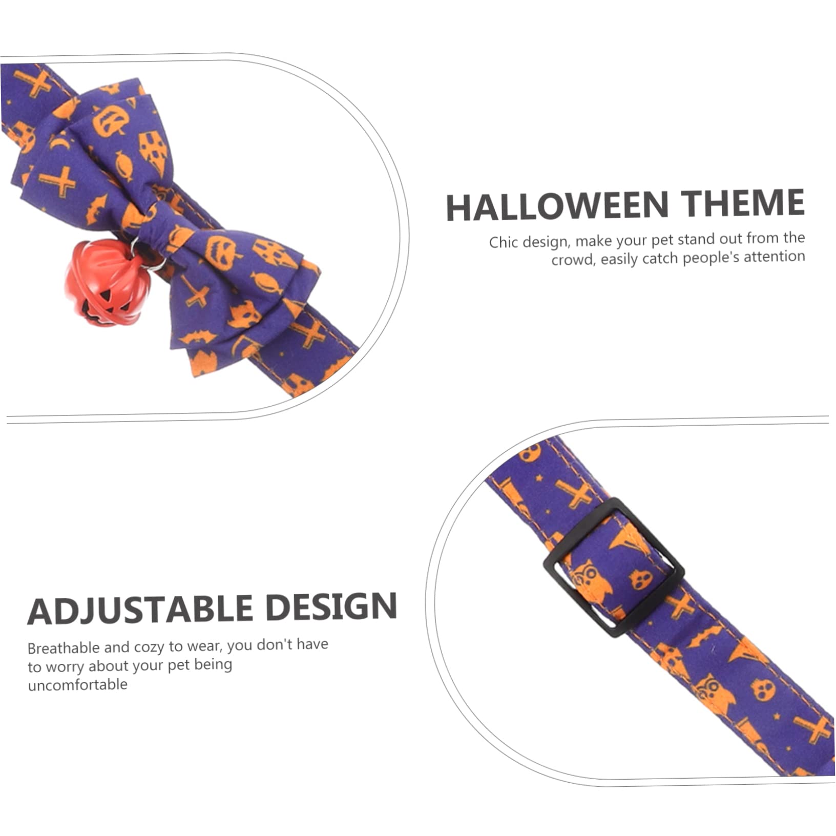 Sosoport 5stücke Halloween Katzenhalsband Mit Abnehmbarem Fliegen-Design Verstellbar Und Sicher Für Haustiere Um Festlichen Geist Zu Verbreiten