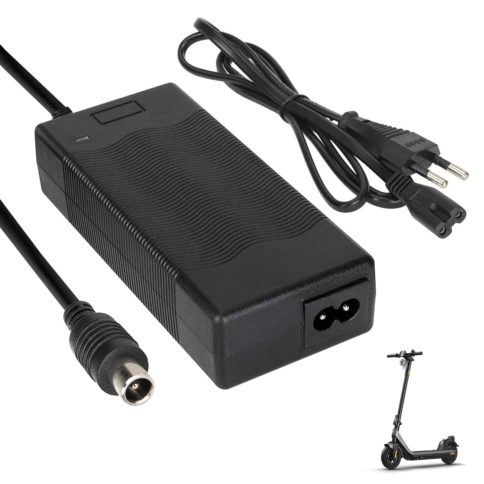 42V 2A Cargador Patinete Electrico Compatible con Xiaomi M365，Pro，Pro 2，Mi 3，1s，36 V Cargador Universal de Baterías Litio para Ninebot G30/E/F Series，84W AC DC 8mm para Scooter Electrico
