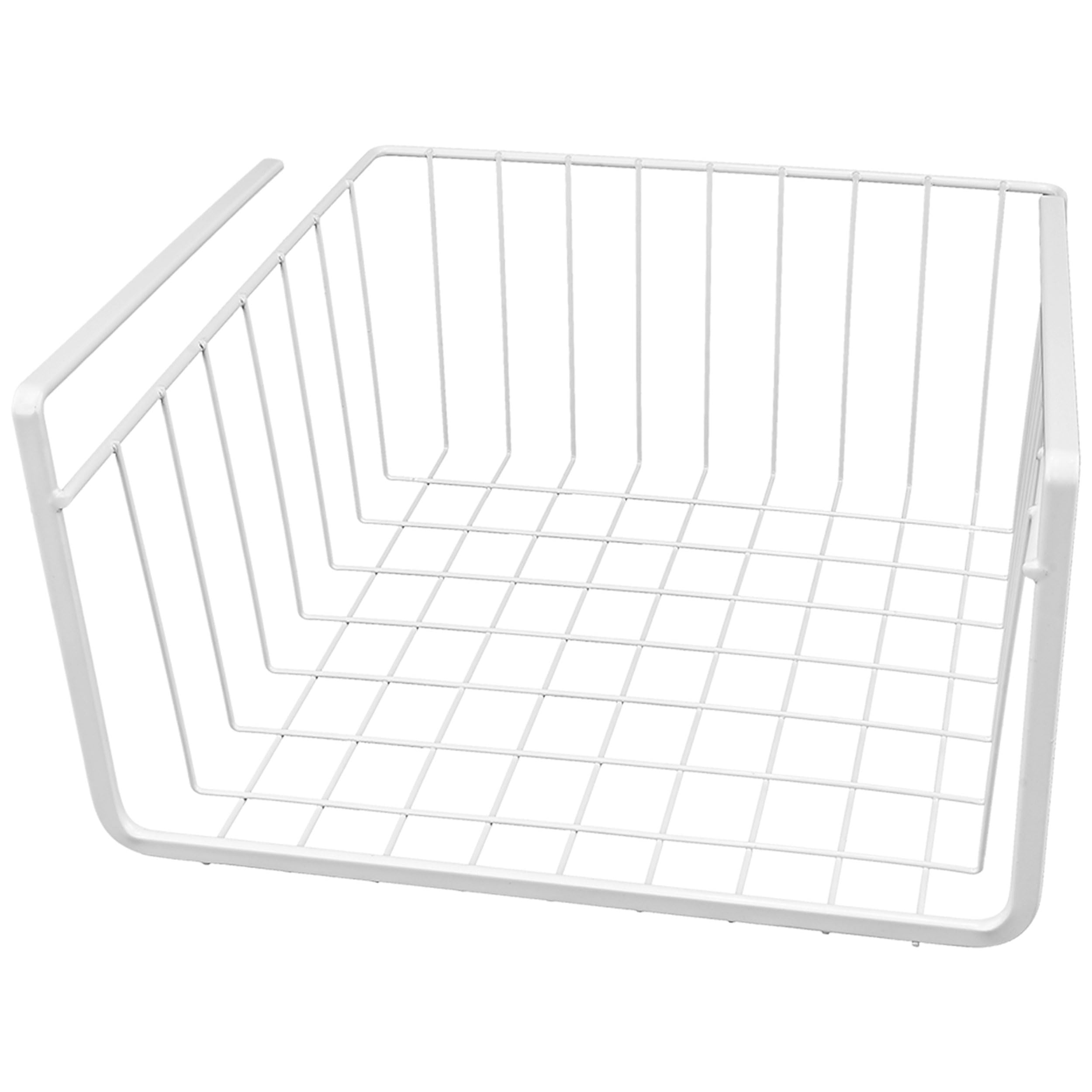 Southern Homewares Cesta organizadora de alambre blanco para debajo del estante de 11 pulgadas, color blanco, juego de 2