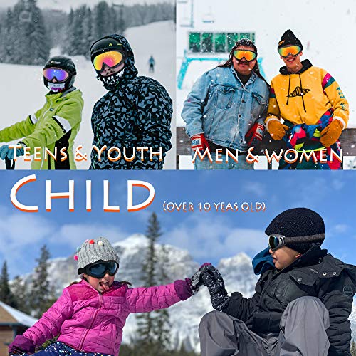 ANSMIO Ski Goggles, Pack of 2 Snowboard Goggles with Anti Fog Glare Extended Adjustable Strap, Snow Goggles for Kids, Youth, Men, Women, Motorcycle Goggles, Windproof, UV Protection for Outdoor Sports - Thumbnail 7
