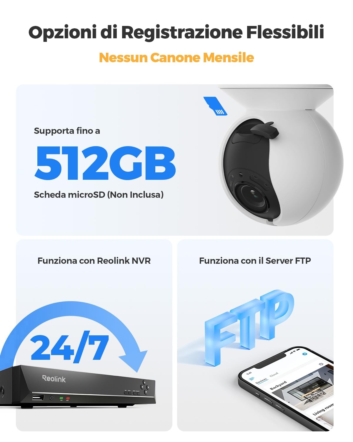 Reolink 4K PTZ Telecamera PoE Esterno, Panoramica a 355° e Inclinazione a 50°, Zoom Ottico 3X, Rilevamento di Uomo/Veicolo/Animale, Faretti, Audio Bidirezionale, Accesso Remoto, E1 Outdoor PoE
