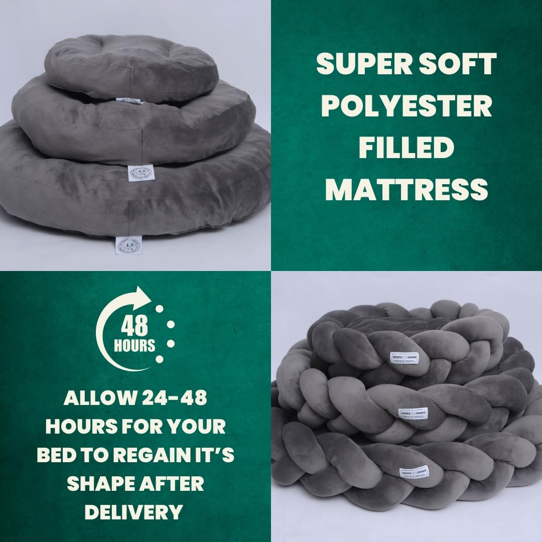 Tater's Choice Hundebett Geflochten, 61 Cm - Luxuriöses Plüschbett Mit Rutschfester Unterseite, Waschbar & Stylisch, Für Kleine Bis Mittlere Hunde